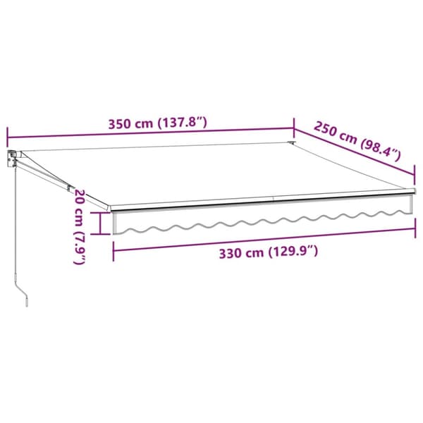 vidaXL Manuell uttrekkbar markise burgunder 350x250 cm