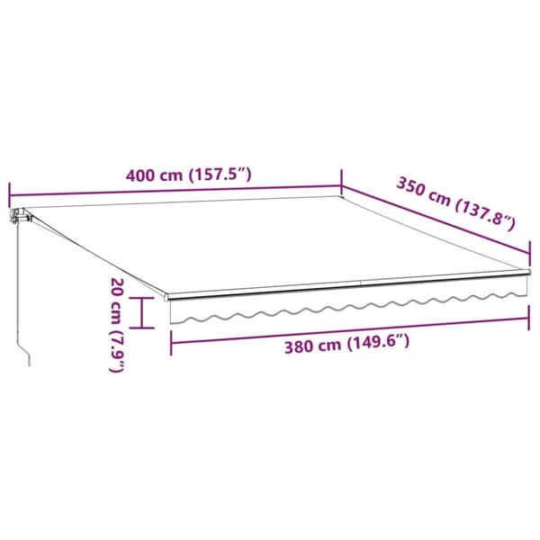 vidaXL Manuell uttrekkbar markise brun 400x350 cm