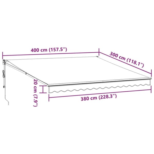 vidaXL Automatisk uttrekkbar markise burgunder 400x300 cm