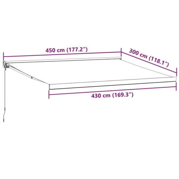 vidaXL Manuell uttrekkbar markise burgunder 450x300 cm