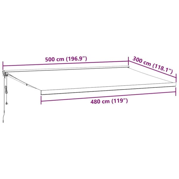 vidaXL Automatisk uttrekkbar markise brun 500x300 cm
