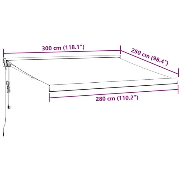 vidaXL Automatisk uttrekkbar markise burgunder 300x250 cm