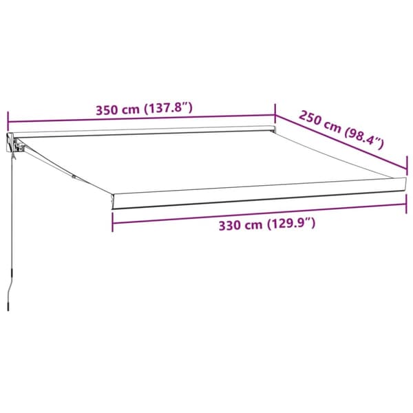 vidaXL Manuell uttrekkbar markise burgunder 350x250 cm