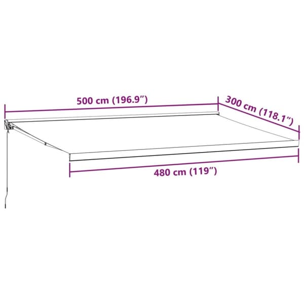 vidaXL Manuell uttrekkbar markise burgunder 500x300 cm