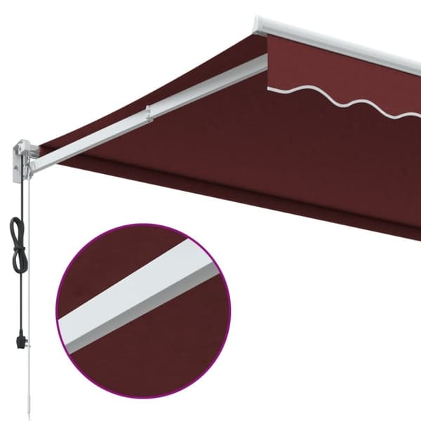 vidaXL Automatisk uttrekkbar markise med LED burgunder 300x250 cm