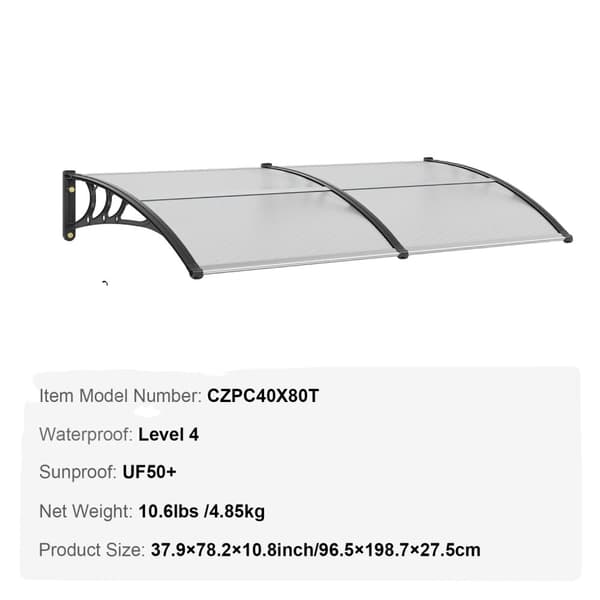 Dörrmarkis, UPF 50+, Polycarbonat entréfönstermarkis, 40x80 Transparent 40x80 Transparent