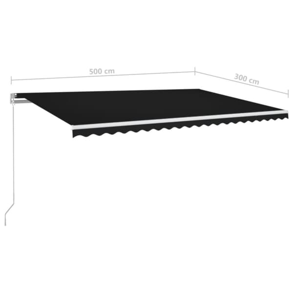 Sisäänkelattava markiisi LEDillä 500x300 cm antrasiitti