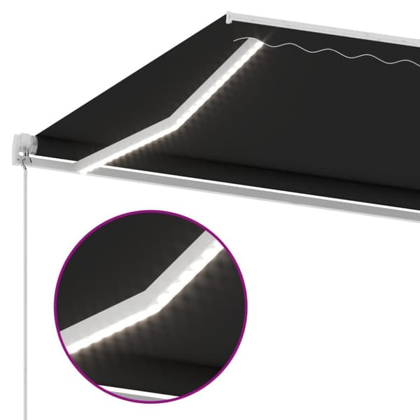 Markis med LED manuellt infällbar 600x300 cm antracit