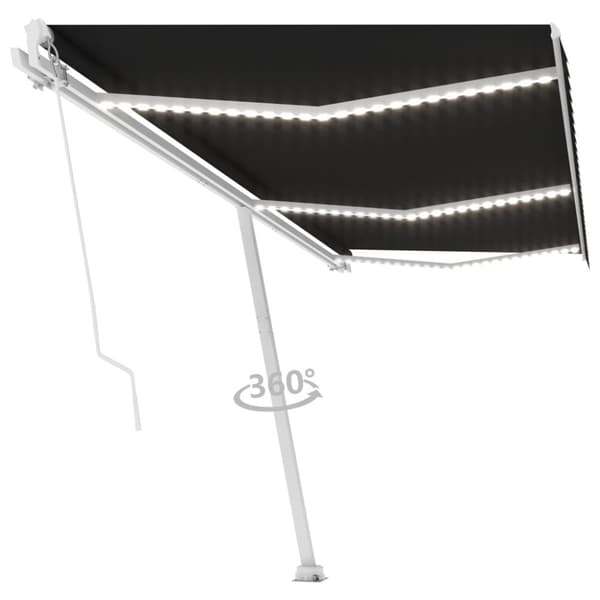 Markis med LED manuellt infällbar 600x300 cm antracit