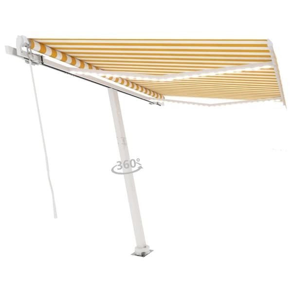 Markis manuellt infällbar med LED 350x250 cm gul och vit