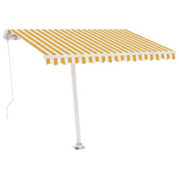 Markis manuellt infällbar med LED 350x250 cm gul och vit
