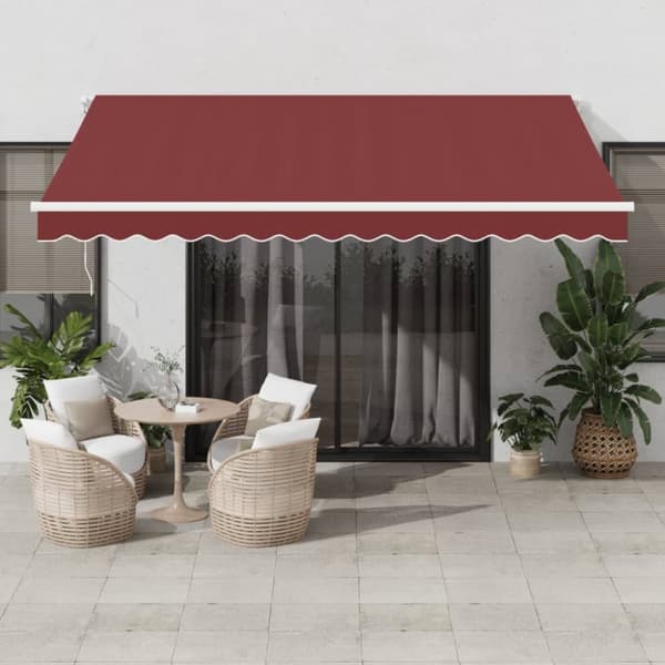 Markis manuellt infällbar med LED vinröd 400x350 cm