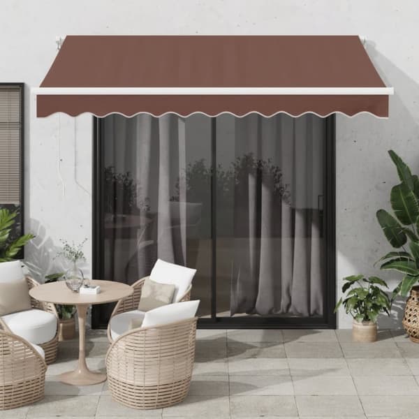 markise med LED-lys 300x250 cm manuel betjening brun