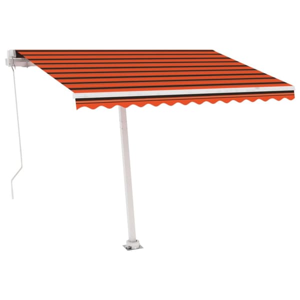 Markis manuellt infällbar med LED 350x250 cm orange och brun