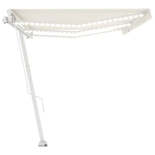 Markis manuellt infällbar med LED 600x300 cm gräddvit