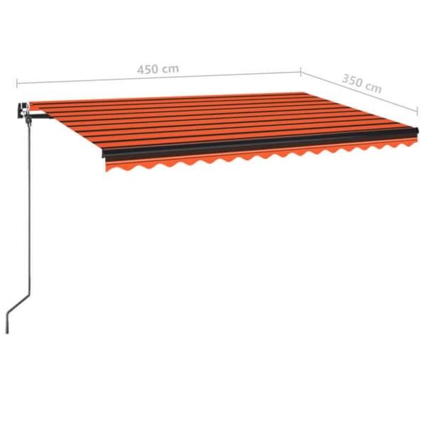 Markis manuellt infällbar 450x350 cm orange och brun