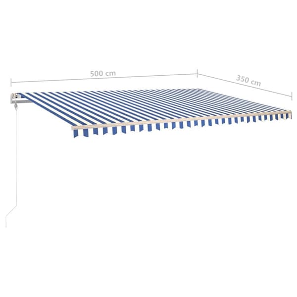 Markis manuellt infällbar med LED 5x3,5 m blå och vit