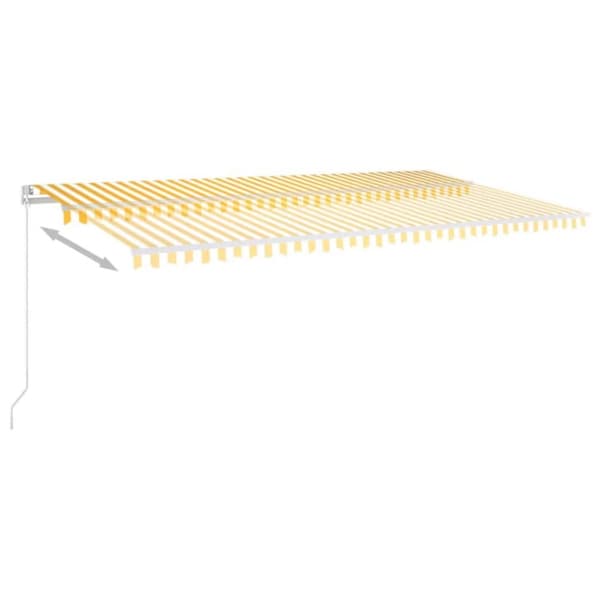 markise m. LED-lys 600x300 cm manuel betjening gul og hvid