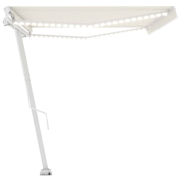 markise med LED-lys 500x350 cm manuel betjening cremefarvet
