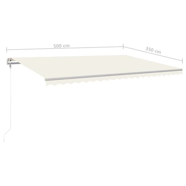 Markis manuellt infällbar med LED 5x3,5 m gräddvit