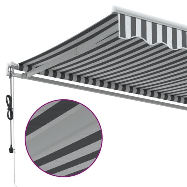 Markis automatiskt infällbar antracit&vit 600x350 cm