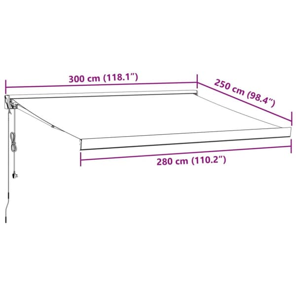 Markis automatiskt infällbar brun 300x250 cm