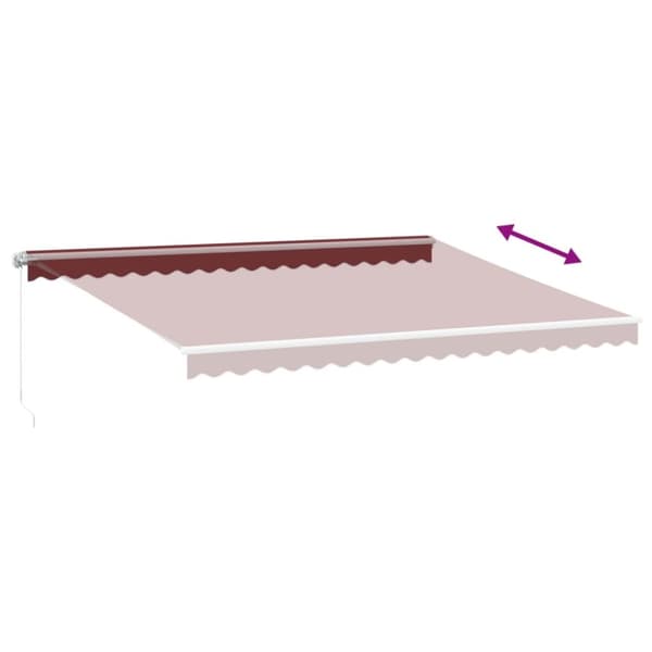 Markis manuellt infällbar med LED vinröd 450x350 cm