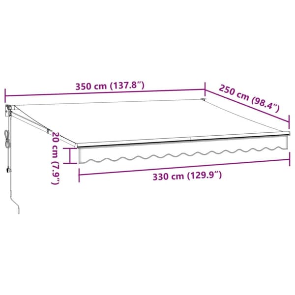 Markis automatiskt infällbar brun 350x250 cm
