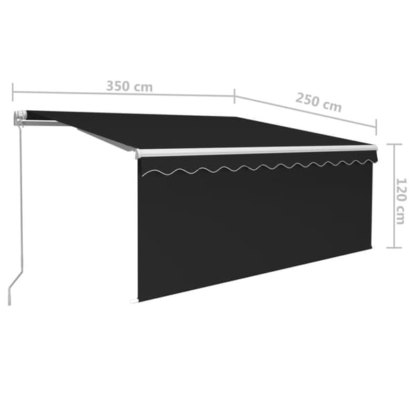 Manuell infällbar markis med rullgardin 3,5x2,5 m antracit