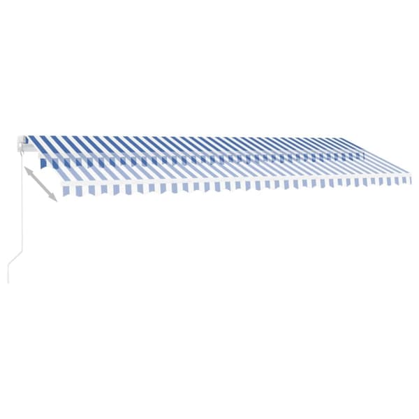 Markis manuellt infällbar med LED 500x300 cm blå och vit