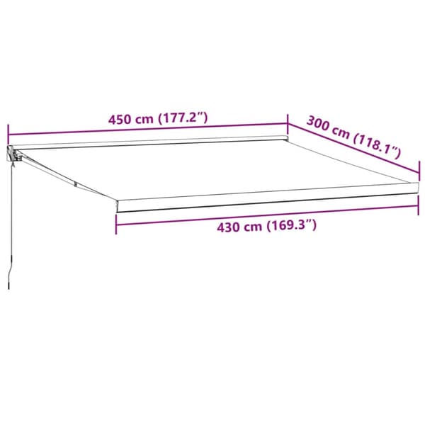 Markis infällbar antracit och vit 4,5x3 m tyg&aluminium