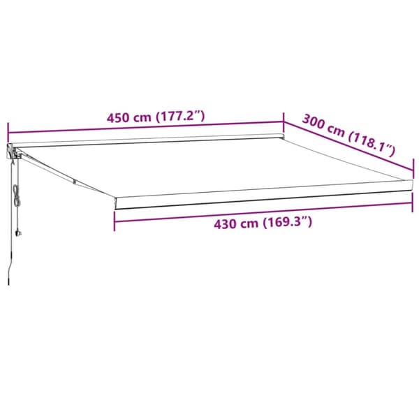 Markis automatiskt infällbar vinröd 450x300 cm