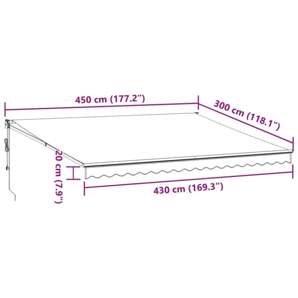 Markis automatiskt infällbar vinröd 450x300 cm