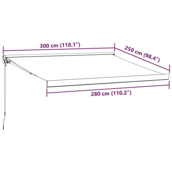 Käsin kelattava markiisi ruskea 300x250 cm
