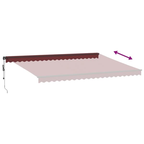 Markis automatiskt infällbar med LEDs vinröd 500x300 cm