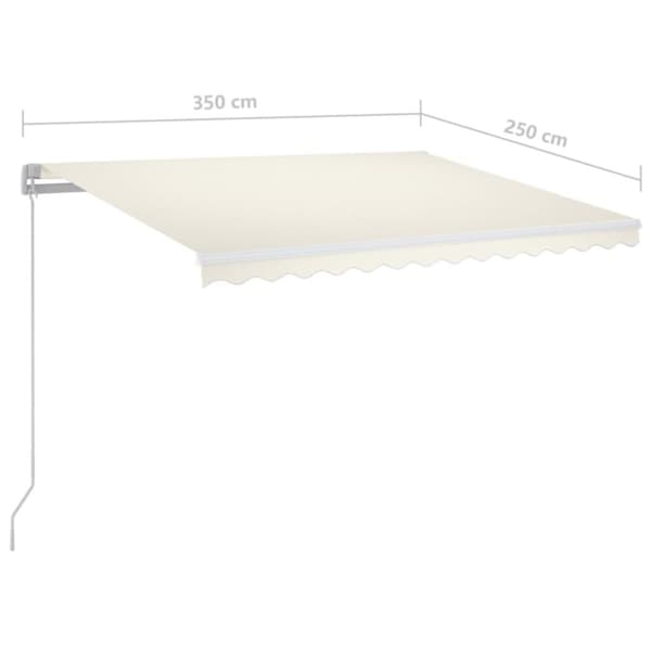 markise m. LED 350x250 cm manuel betjening cremefarvet
