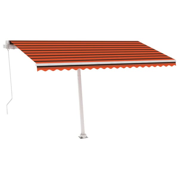 Markis manuellt infällbar med LED 450x350 cm orange och brun