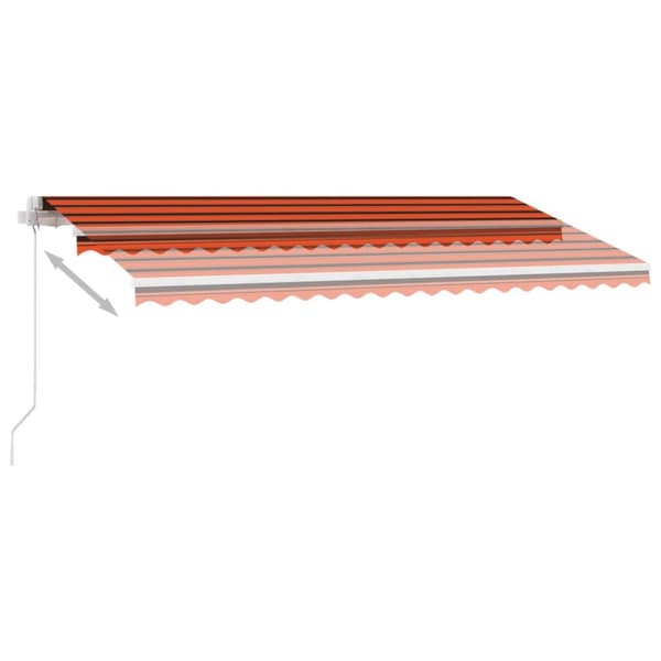 Markis manuellt infällbar med LED 450x350 cm orange och brun