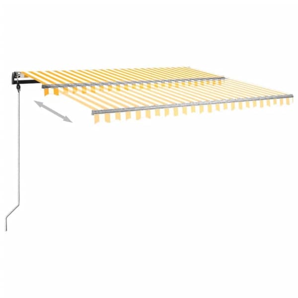 Vapaasti seisova sisäänkelattava markiisi 450x350 cm keltavalk.