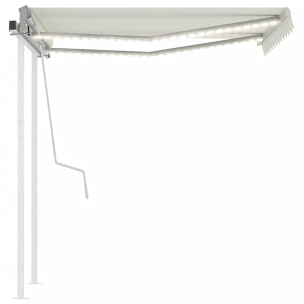 markise m. LED-lys 3,5x2,5 m manuel betjening cremefarvet