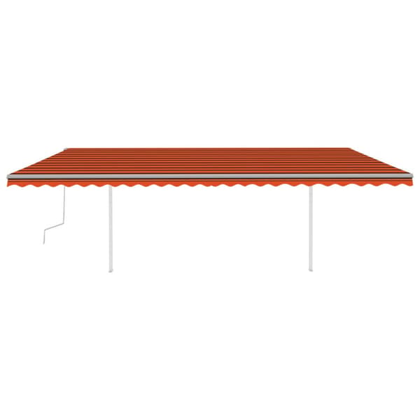 Käsin sisäänkelattava markiisi LEDillä 6x3 m oranssiruskea