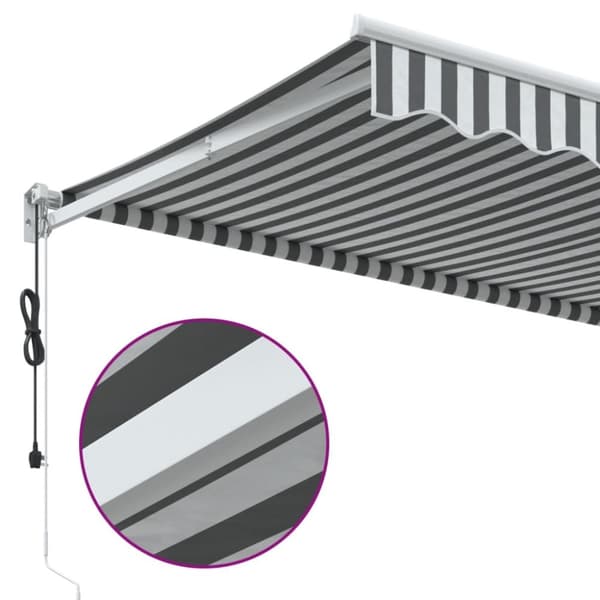 Markis infällbar antracit och vit 3,5x2,5 m tyg&aluminium