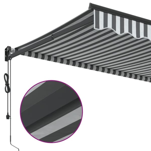 Markis infällbar antracit och vit 3x2,5 m tyg&aluminium