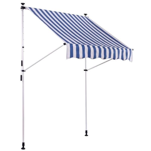 Westerly Clamp Markisgardin - CLP - Vit/Blå - 350x120 cm - Vattenavvisande och Anti-UV Canvas