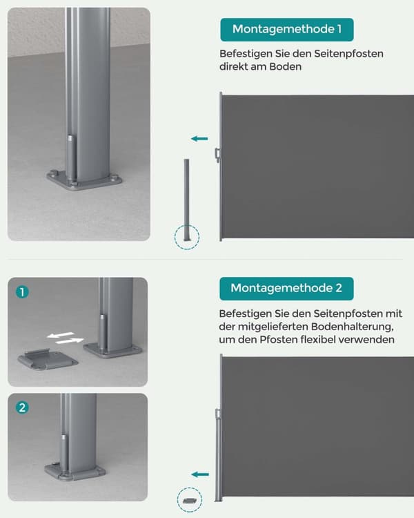 Rootz-sivumarkiisi - Yksityisyyden suoja - Ulkoverho - Alumiiniseos - 200 cm x 300 cm - Helppo koota - Antrasiitti - 9 kg