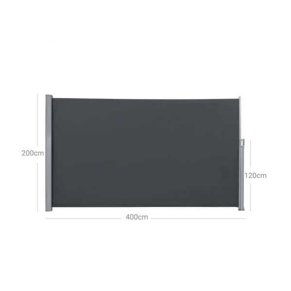 Rootz-sivumarkiisi terasseille ja parvekkeille - Privacy Screen - Aurinkosuoja - Antrasiitti - Alumiini ja polyesteri - 200cm x 400cm - 11kg