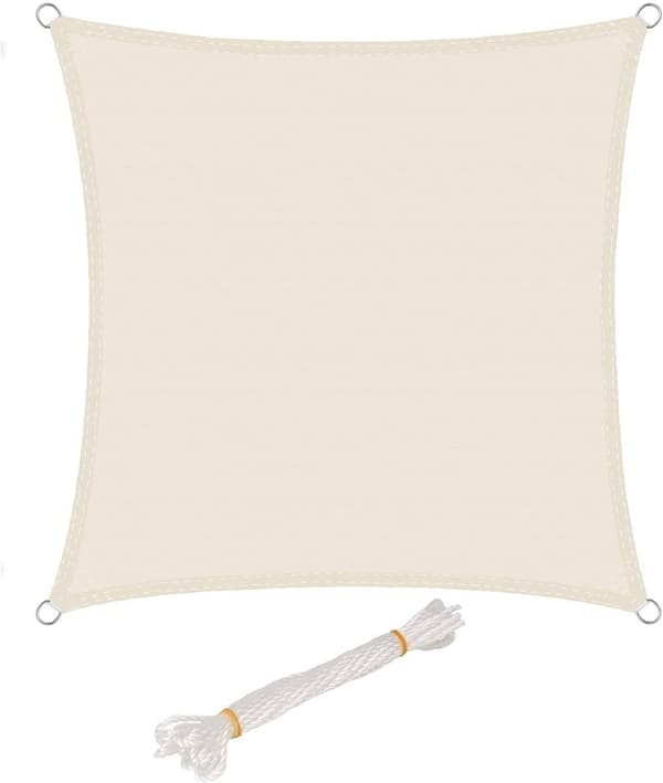 Rootz Sun Sail Canopy - Skyggesejl - Udendørs Markise - Vandafvisende - Rivefast - 160g/m - 100% PES - Nem installation - Creme - 3m x 3m