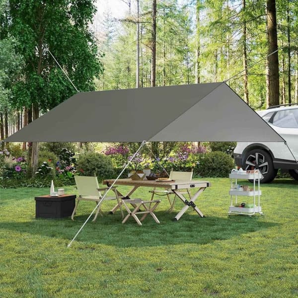 Rootz vedenpitävä telttapeite - Aurinkosuoja - Varjostuspurje - 210T polyesterikangas - SPF50+ - PU3000mm - 3m x 4m - Kannettava säilytyspussi