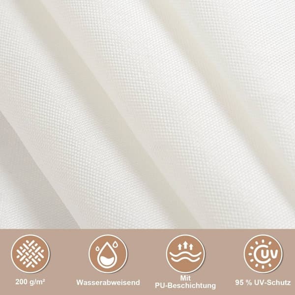 Rootz Sun Sail Markis - Skuggsegel - Solskydd - Vattentät & Soltät - 200g/m² PES-tyg - UV-skydd - 5 mm D-Ring - 300D Oxford - Beige - 1,5 m PE-rep - 9