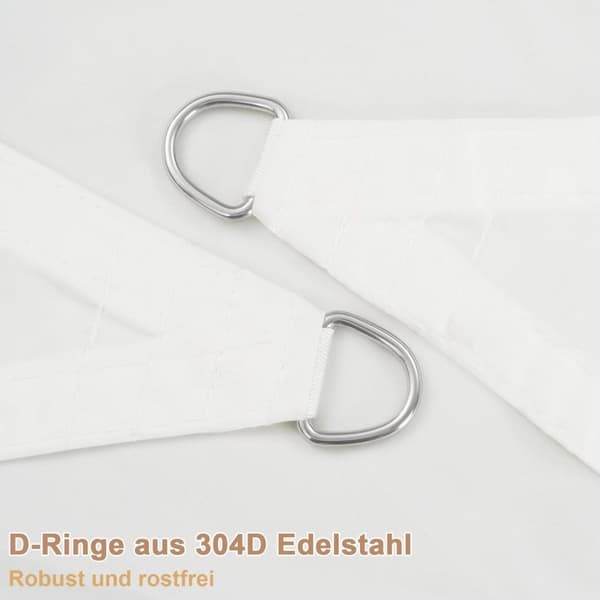 Rootz Sun Sail Markis - Skuggsegel - Solskydd - Vattentät & Soltät - 200g/m² PES-tyg - UV-skydd - 5 mm D-Ring - 300D Oxford - Beige - 1,5 m PE-rep - 9